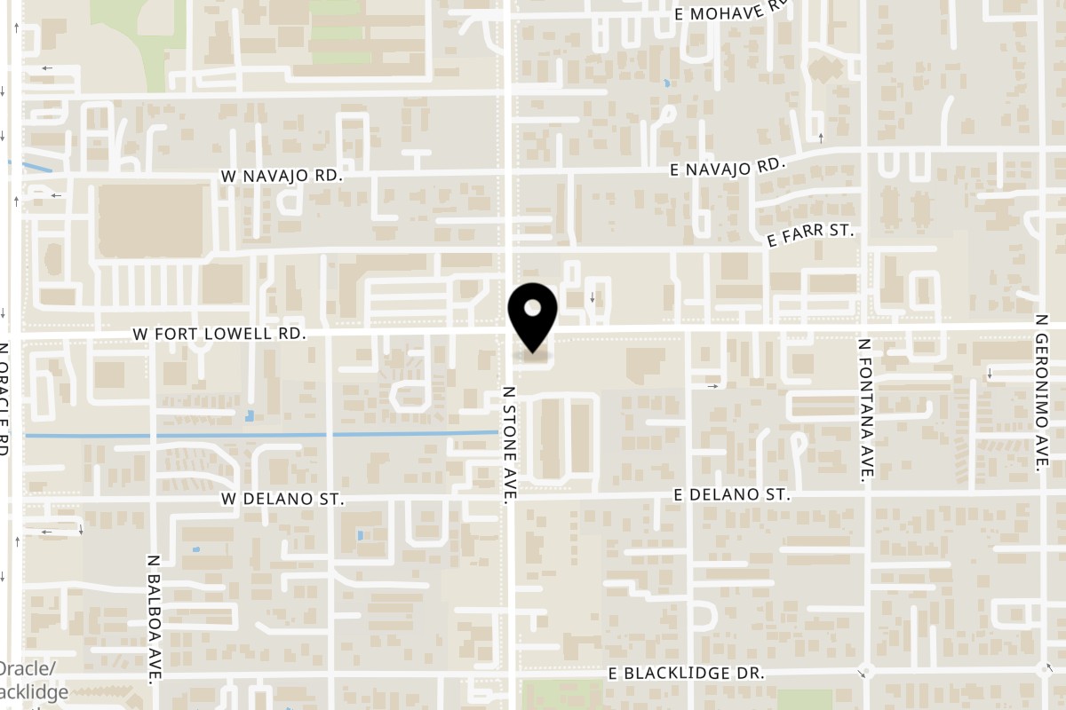 Map showing the location of Yin Yang Express on 3154 N Stone Ave in Tucson